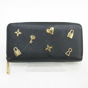 Louis Vuitton Epi Love Lock Zippy Wallet Round Zipper Long Noir Black